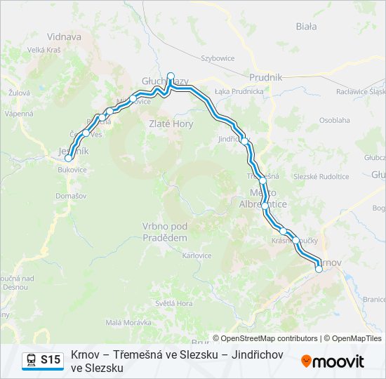 S15 vlak Mapa linky