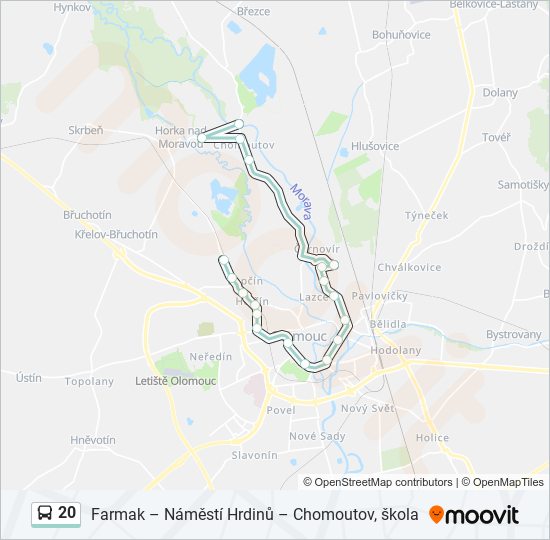20 autobus Mapa linky