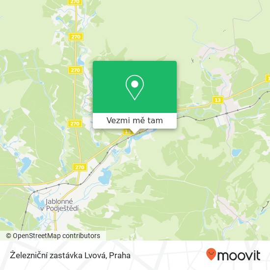 Železniční zastávka Lvová mapa