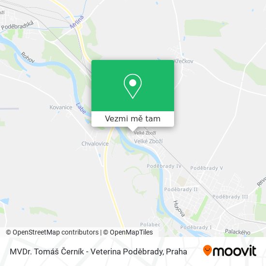 MVDr. Tomáš Černík - Veterina Poděbrady mapa