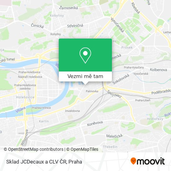 Sklad JCDecaux a CLV ČR mapa