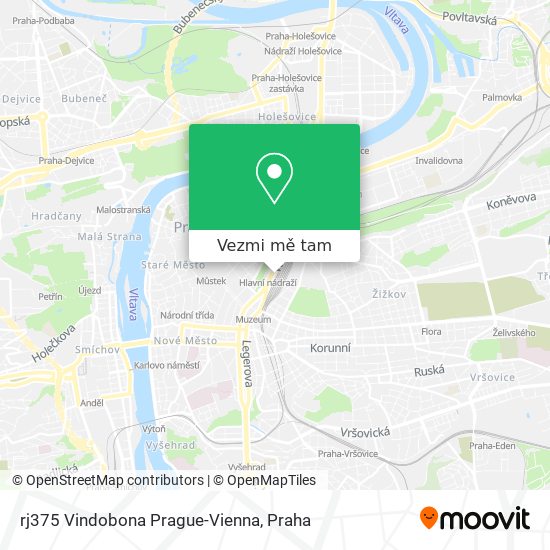 rj375 Vindobona Prague-Vienna mapa