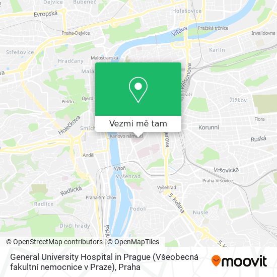 General University Hospital in Prague (Všeobecná fakultní nemocnice v Praze) mapa