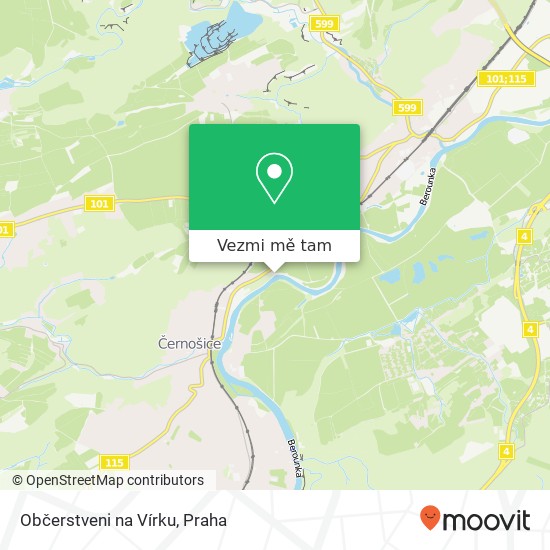 Občerstveni na Vírku mapa