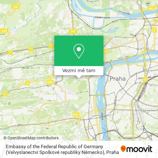 Embassy of the Federal Republic of Germany (Velvyslanectví Spolkové republiky Německo) mapa