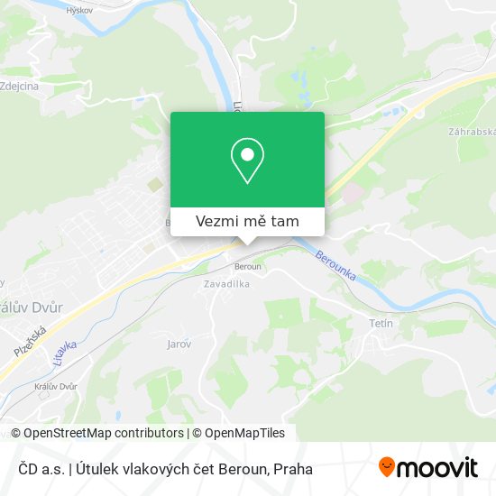 ČD a.s. | Útulek vlakových čet Beroun mapa