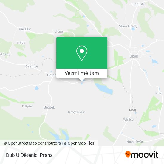 Dub U Dětenic mapa
