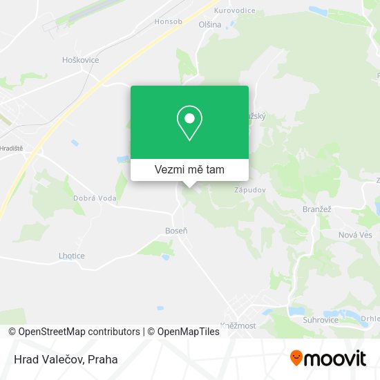 Hrad Valečov mapa