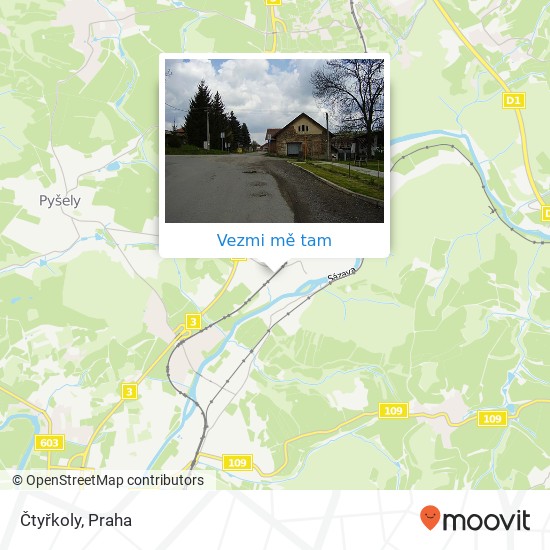 Čtyřkoly mapa