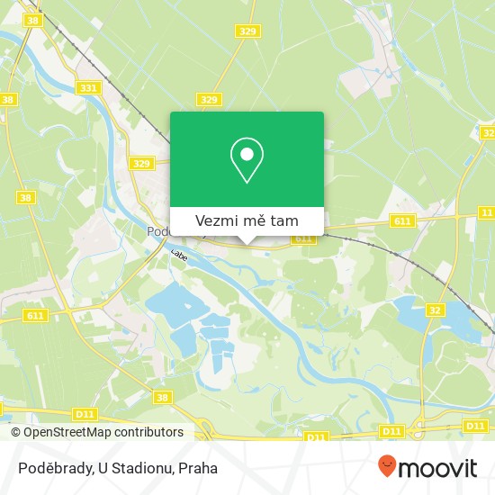 Poděbrady, U Stadionu mapa