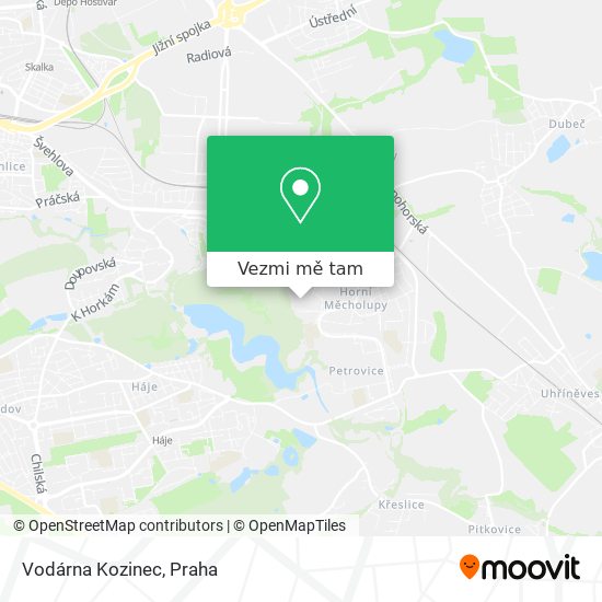 Vodárna Kozinec mapa