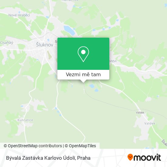 Bývalá Zastávka Karlovo Údolí mapa