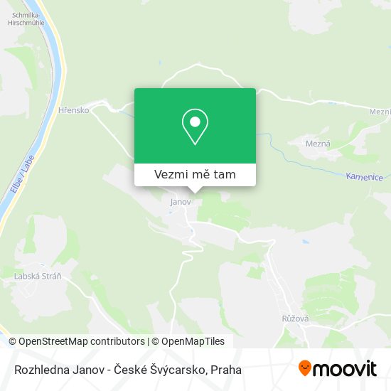 Rozhledna Janov - České Švýcarsko mapa