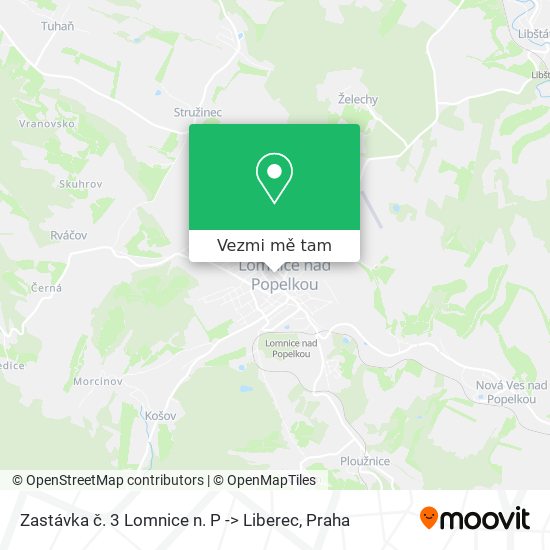 Zastávka č. 3 Lomnice n. P -> Liberec mapa