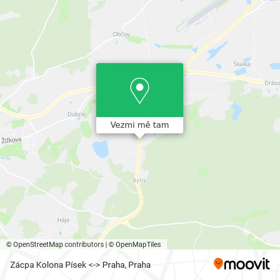 Zácpa Kolona Písek <-> Praha mapa