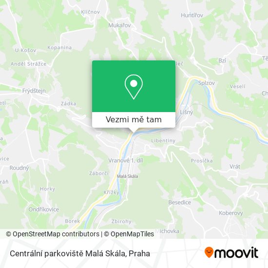 Centrální parkoviště Malá Skála mapa