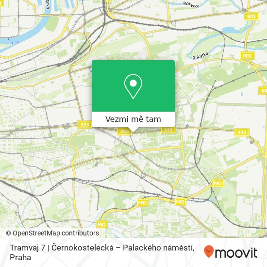 Tramvaj 7 | Černokostelecká – Palackého náměstí mapa