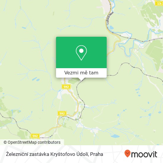 Železniční zastávka Kryštofovo Údolí mapa