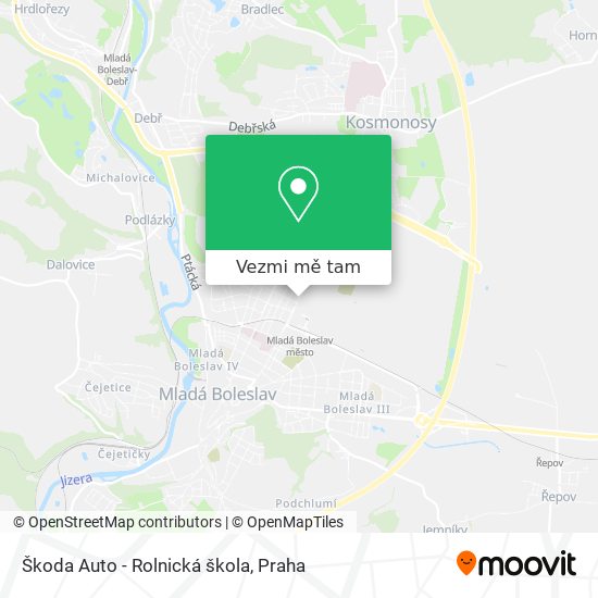 Škoda Auto - Rolnická škola mapa