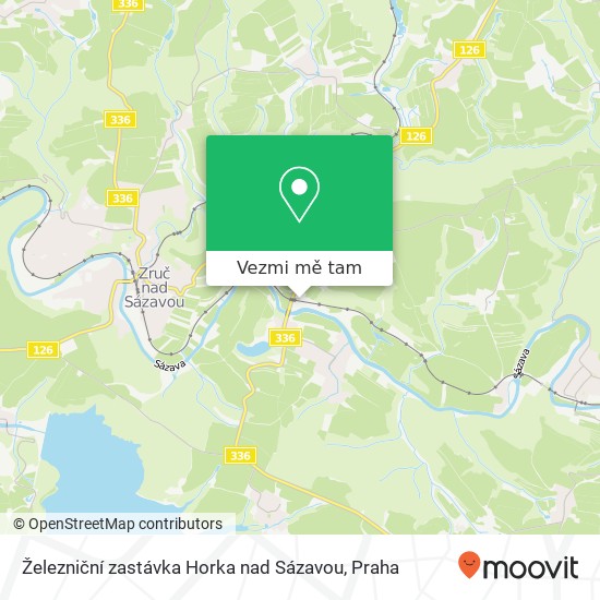 Železniční zastávka Horka nad Sázavou mapa