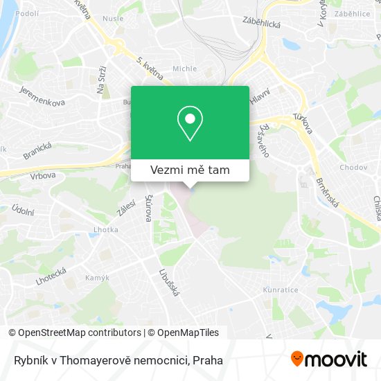 Rybník v Thomayerově nemocnici mapa