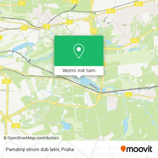 Památný strom dub letní mapa