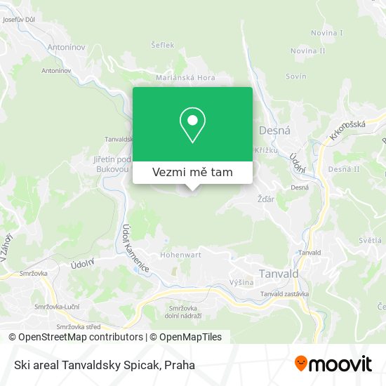 Ski areal Tanvaldsky Spicak mapa