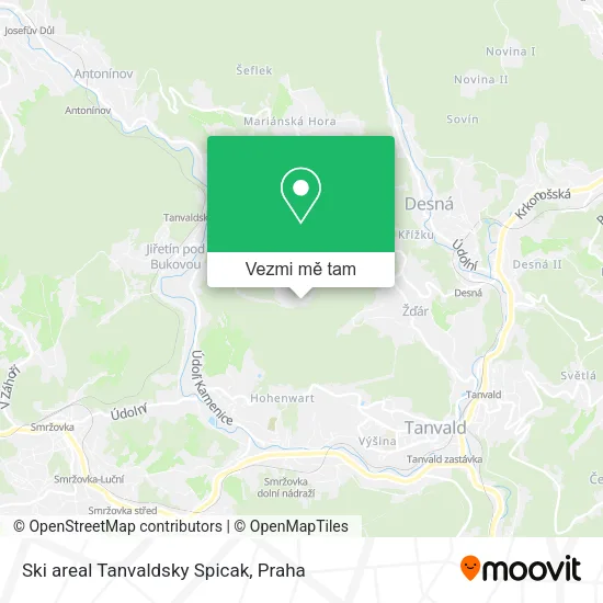 Ski areal Tanvaldsky Spicak mapa
