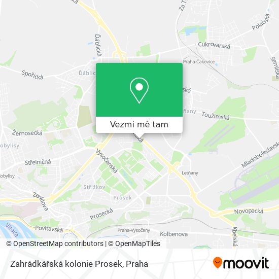 Zahrádkářská kolonie Prosek mapa