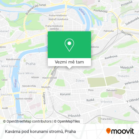 Kavárna pod korunami stromů mapa