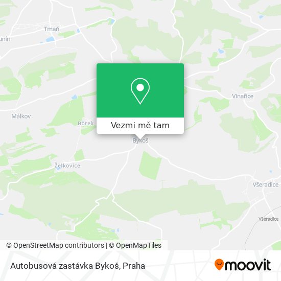 Autobusová zastávka Bykoš mapa