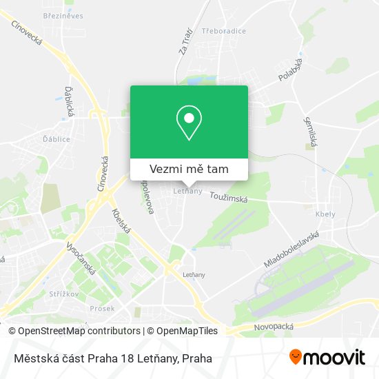 Městská část Praha 18 Letňany mapa