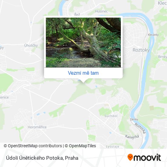 Údolí Únětického Potoka mapa