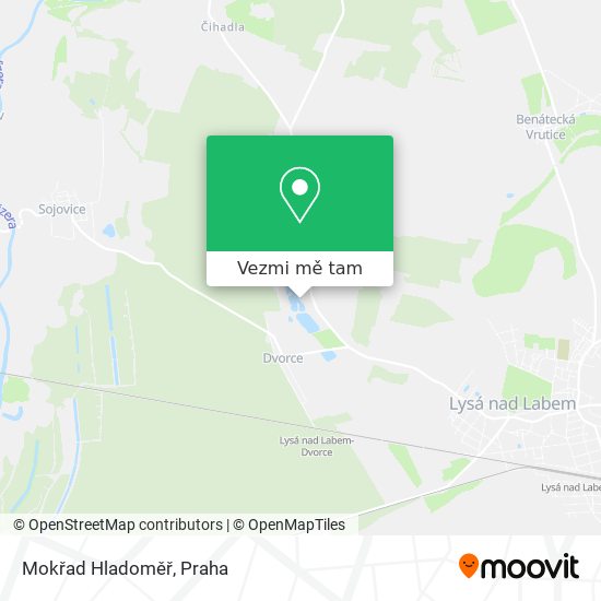 Mokřad Hladoměř mapa