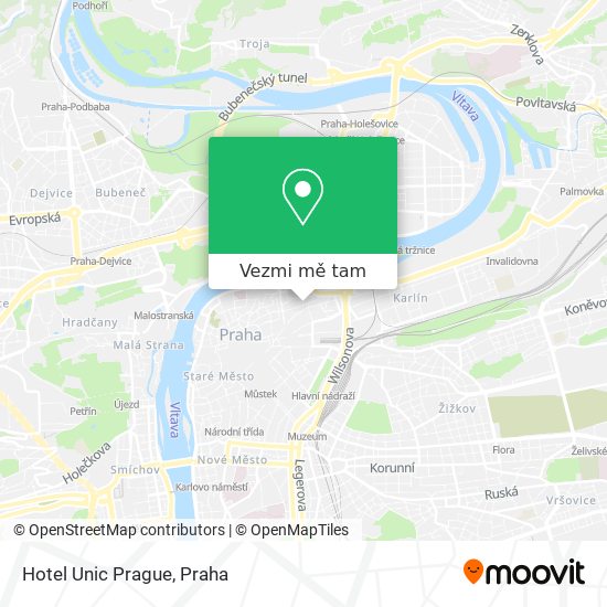 Hotel Unic Prague mapa