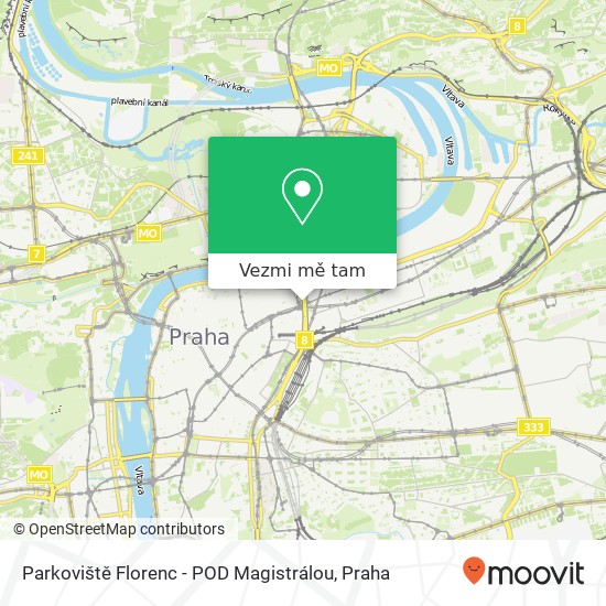 Parkoviště Florenc - POD Magistrálou mapa