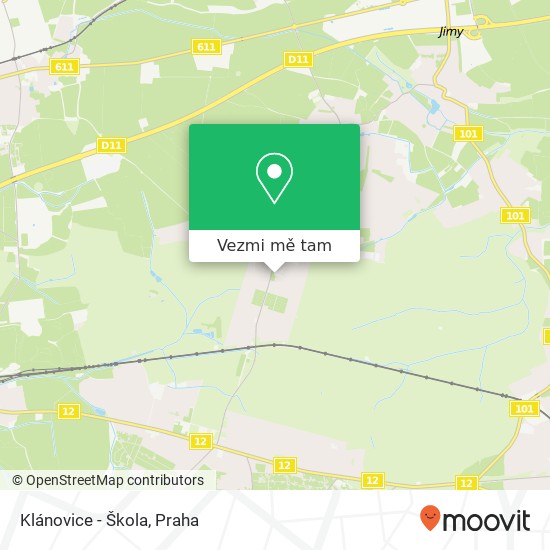 Klánovice - Škola mapa