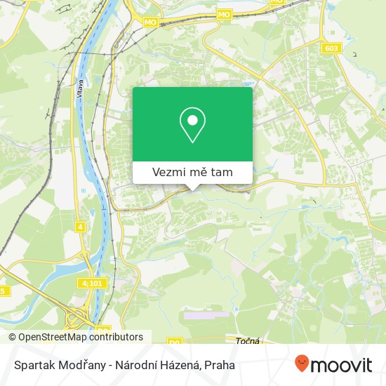 Spartak Modřany - Národní Házená mapa