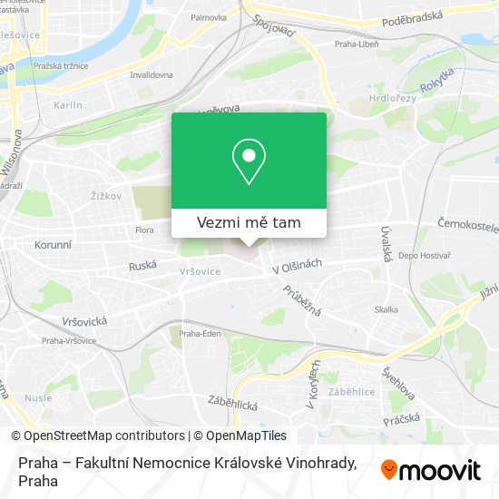 Praha – Fakultní Nemocnice Královské Vinohrady mapa