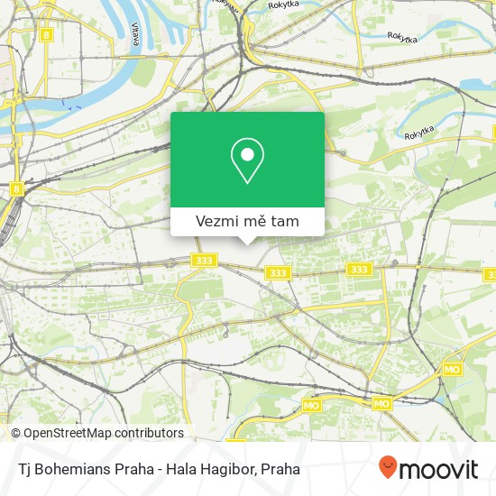 Tj Bohemians Praha - Hala Hagibor mapa