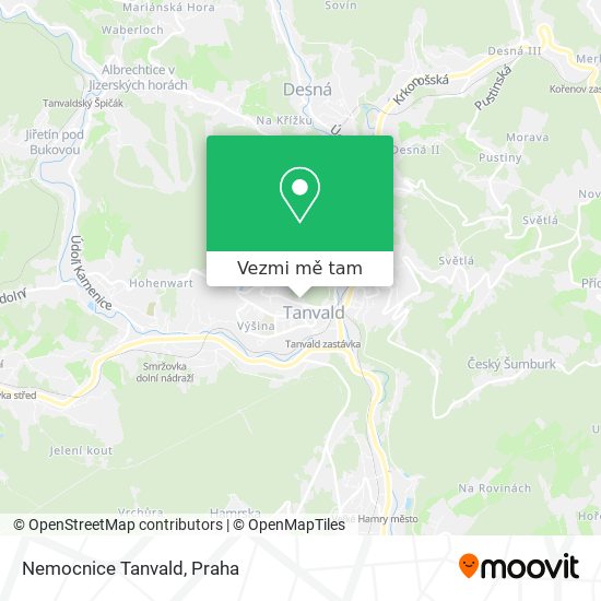 Nemocnice Tanvald mapa