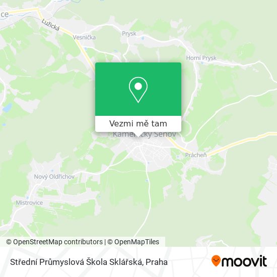 Střední Průmyslová Škola Sklářská mapa