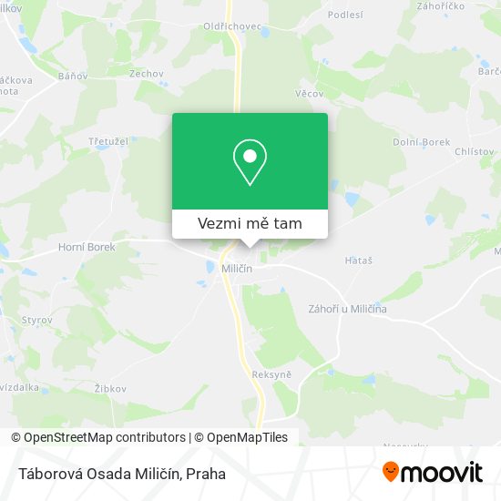 Táborová Osada Miličín mapa