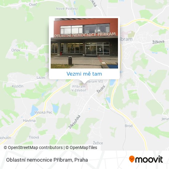 Oblastní nemocnice Příbram mapa