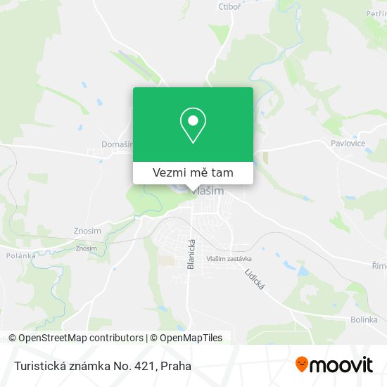 Turistická známka No. 421 mapa