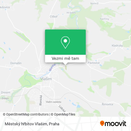 Městský hřbitov Vlašim mapa