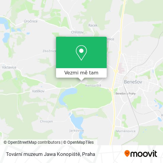 Tovární muzeum Jawa Konopiště mapa