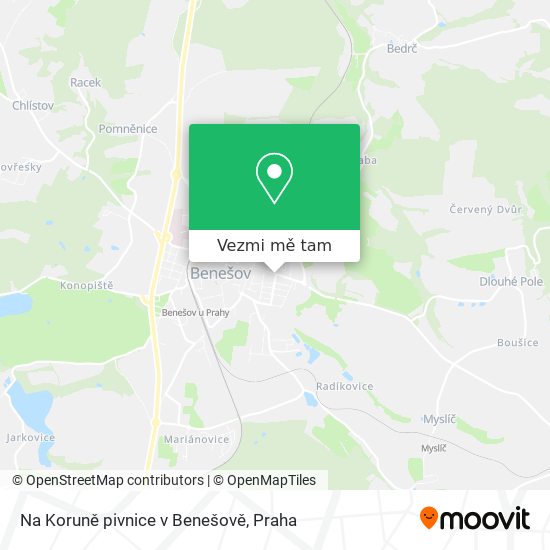 Na Koruně pivnice v Benešově mapa