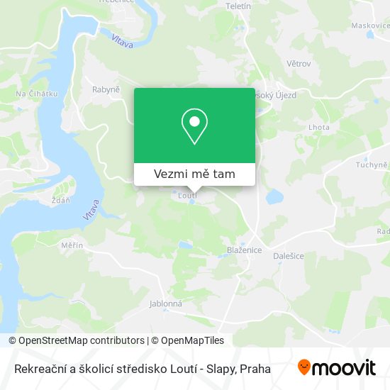 Rekreační a školicí středisko Loutí - Slapy mapa