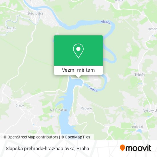 Slapská přehrada-hráz-náplavka mapa